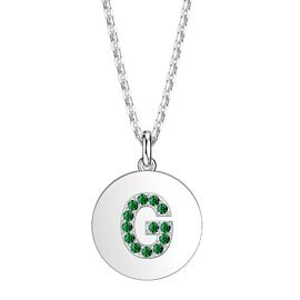 Charisma Emerald Pave Platinum plated Silver Alphabet Pendant G
