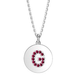 Charisma Ruby Pave Platinum plated Silver Alphabet Pendant G