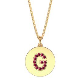 Charisma Ruby Pave 18ct Gold Vemeil Alphabet Pendant G