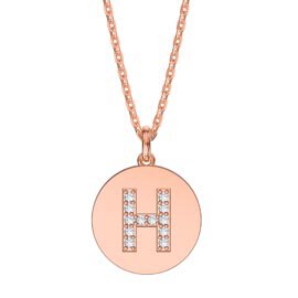 Charisma Moissanite Pave 18ct Rose Gold Vemeil Alphabet Pendant H