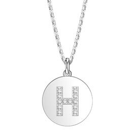Charisma Moissanite Pave Platinum plated Silver Alphabet Pendant H