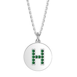 Charisma Emerald Pave Platinum plated Silver Alphabet Pendant H