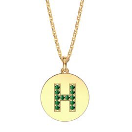 Charisma Emerald Pave 18ct Gold Vemeil Alphabet Pendant H