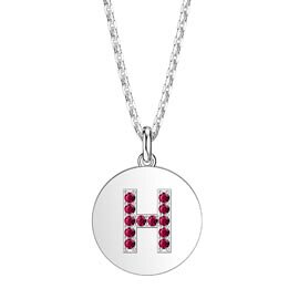 Charisma Ruby Pave Platinum plated Silver Alphabet Pendant H
