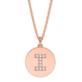 Charisma Moissanite Pave 18ct Rose Gold Vemeil Alphabet Pendant I
