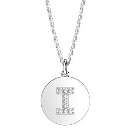 Charisma Moissanite Pave Platinum plated Silver Alphabet Pendant I