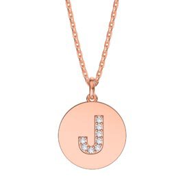 Charisma Moissanite Pave 18ct Rose Gold Vemeil Alphabet Pendant J