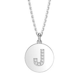 Charisma Moissanite Pave Platinum plated Silver Alphabet Pendant J