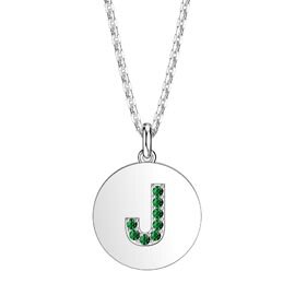 Charisma Emerald Pave Platinum plated Silver Alphabet Pendant J