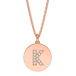 Charisma Moissanite Pave 18ct Rose Gold Vemeil Alphabet Pendant K