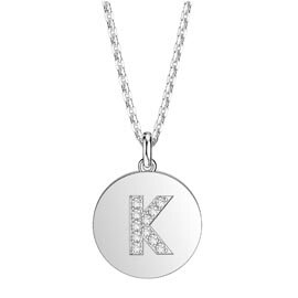 Charisma Moissanite Pave Platinum plated Silver Alphabet Pendant K