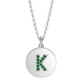 Charisma Emerald Pave Platinum plated Silver Alphabet Pendant K