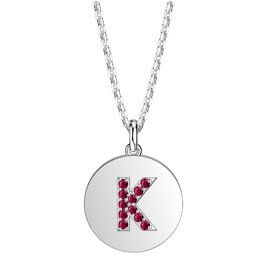 Charisma Ruby Pave Platinum plated Silver Alphabet Pendant K