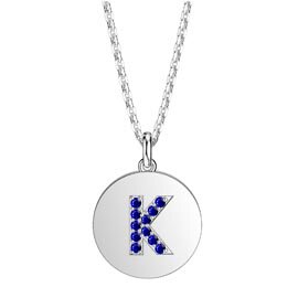 Charisma Sapphire Pave Platinum plated Silver Alphabet Pendant K
