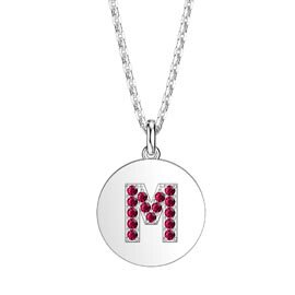 Charisma Ruby Pave Platinum plated Silver Alphabet Pendant M
