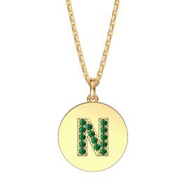 Charisma Emerald Pave 18ct Gold Vemeil Alphabet Pendant N