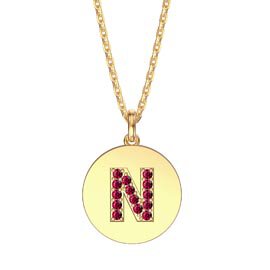 Charisma Ruby Pave 18ct Gold Vemeil Alphabet Pendant N