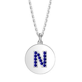 Charisma Sapphire Pave Platinum plated Silver Alphabet Pendant N