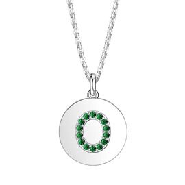 Charisma Emerald Pave Platinum plated Silver Alphabet Pendant O