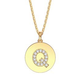 Charisma Moissanite Pave 18ct Gold Vemeil Alphabet Pendant Q