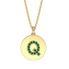 Charisma Emerald Pave 18ct Gold Vemeil Alphabet Pendant Q