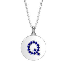Charisma Sapphire Pave Platinum plated Silver Alphabet Pendant Q