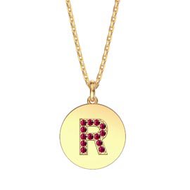 Charisma Ruby Pave 18ct Gold Vemeil Alphabet Pendant R