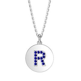 Charisma Sapphire Pave Platinum plated Silver Alphabet Pendant R