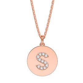 Charisma Moissanite Pave 18ct Rose Gold Vemeil Alphabet Pendant S