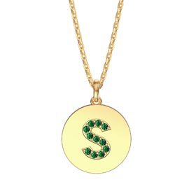 Charisma Emerald Pave 18ct Gold Vemeil Alphabet Pendant S