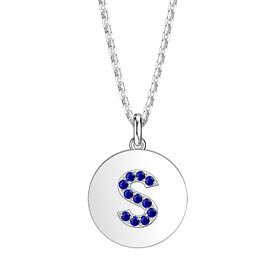 Charisma Sapphire Pave Platinum plated Silver Alphabet Pendant S