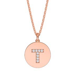 Charisma Moissanite Pave 18ct Rose Gold Vemeil Alphabet Pendant T