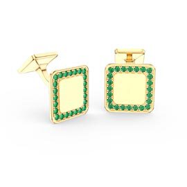 Signature Emerald 9ct Yellow Gold Cushion Cufflinks
