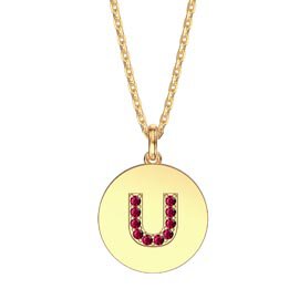 Charisma Ruby Pave 18ct Gold Vemeil Alphabet Pendant U