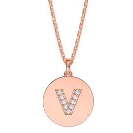 Charisma Moissanite Pave 18ct Rose Gold Vemeil Alphabet Pendant V