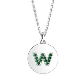 Charisma Emerald Pave Platinum plated Silver Alphabet Pendant W
