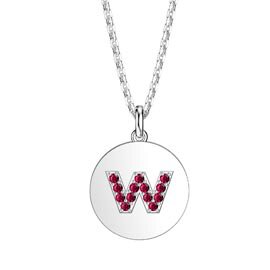 Charisma Ruby Pave Platinum plated Silver Alphabet Pendant W