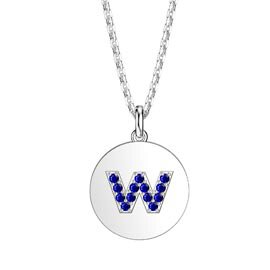 Charisma Sapphire Pave Platinum plated Silver Alphabet Pendant W