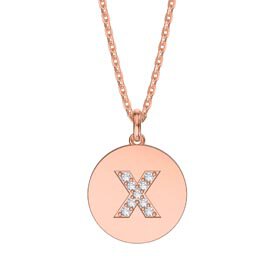 Charisma Moissanite Pave 18ct Rose Gold Vemeil Alphabet Pendant X