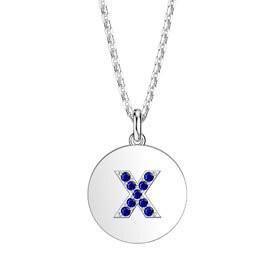 Charisma Sapphire Pave Platinum plated Silver Alphabet Pendant X
