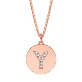 Charisma Moissanite Pave 18ct Rose Gold Vemeil Alphabet Pendant Y