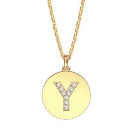 Charisma Moissanite Pave 18ct Gold Vemeil Alphabet Pendant Y