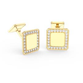 Signature Moissanite 9ct Yellow Gold Cushion Cufflinks