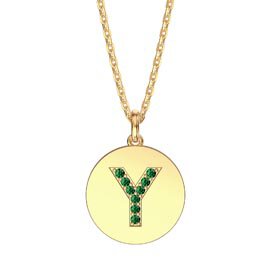 Charisma Emerald Pave 18ct Gold Vemeil Alphabet Pendant Y
