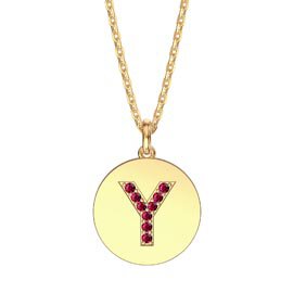 Charisma Ruby Pave 18ct Gold Vemeil Alphabet Pendant Y
