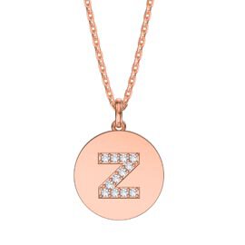 Charisma Moissanite Pave 18ct Rose Gold Vemeil Alphabet Pendant Z