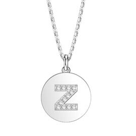 Charisma Moissanite Pave Platinum plated Silver Alphabet Pendant Z