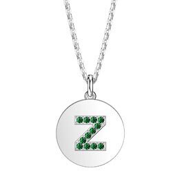 Charisma Emerald Pave Platinum plated Silver Alphabet Pendant Z