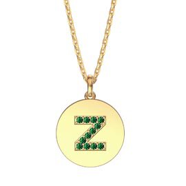 Charisma Emerald Pave 18ct Gold Vemeil Alphabet Pendant Z