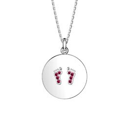 Charisma Ruby Platinum plated Silver Baby Feet Pendant